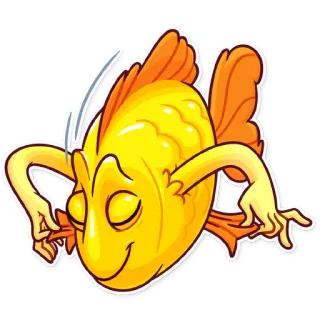 😌 ryba, złota rybka, kreskówka, zwierzę, żółty, szczęśliwy telegram sticker