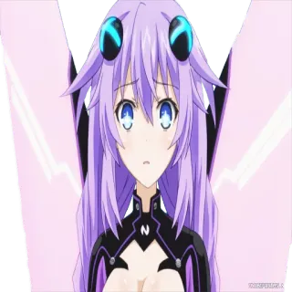 😱 Neptune Hyperdimension Neptunia animé, jeu vidéo, cheveux violets, personnage, femme telegram sticker