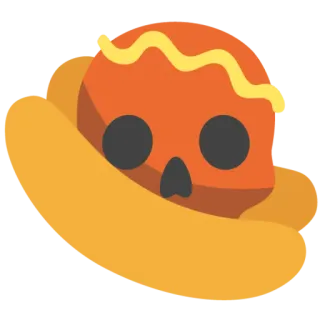 💀 caveira, cachorro-quente, comida, morte, desenho animado, emoji telegram sticker