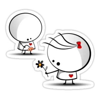 ❤ dessin animé, amour, fleur, coeur, mignon, relation, couple telegram sticker
