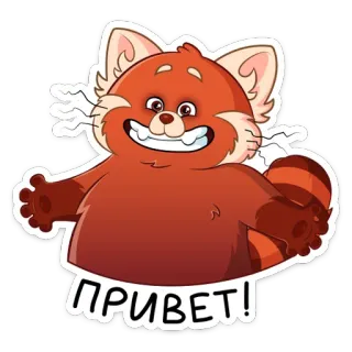 👋 ПРИВЕТ! Красная панда, Приветствие, Привет, Мультфильм whatsapp sticker