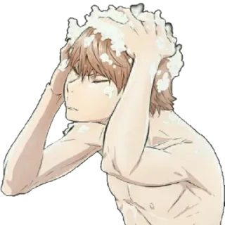 🛁 Anime, Dusche, Männlich, Seife, Haarewaschen telegram sticker