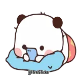 😌 Mochi mochi cute, cat, laying, phone, pillow, kawaii telegram sticker