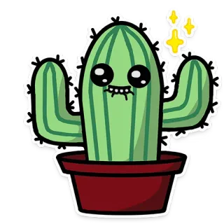 😍 kaktus, roślina, słodki, kawaii, kreskówka, naklejka telegram sticker