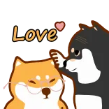 ❤️ Love 愛, 犬, 柴犬, 可愛い, カップル, 漫画 whatsapp sticker