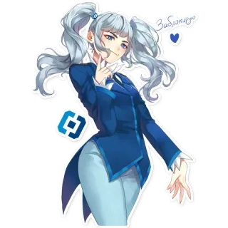 🔞 Заблокирую อนิเมะ, ผู้หญิง, สีน้ำเงิน, ผม, การ์ตูน telegram sticker