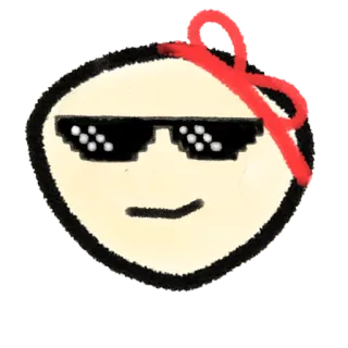 😎 gezicht, zonnebril, lint, sticker, emoji, cartoon, cool, gepixeld telegram sticker