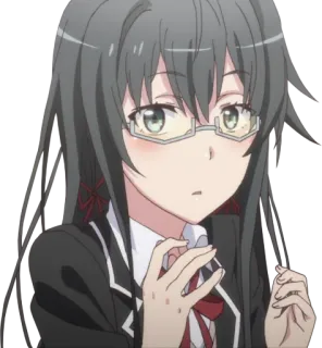 😳 Yukino Yukinoshita My Teen Romantic Comedy SNAFU Anime, Menina, Óculos, Fofa, Uniforme escolar telegram sticker
