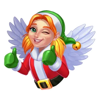 👍 elf, weihnachten, flügel, daumen hoch, cartoon, feiertag, figur whatsapp sticker
