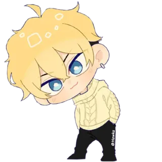 😏 @Hawks Anime, Chibi, Dễ thương, Hoạt hình, Nghệ thuật, Vàng, Tóc vàng telegram sticker