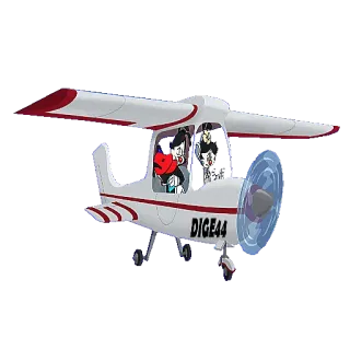 🛩 DIGE44 avión, dibujos animados, vehículo, volando, vintage, hélice, cielo, aviación telegram sticker