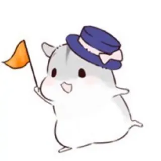 😀 hamster, drapeau, chapeau, animal, mignon, dessin animé whatsapp sticker