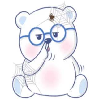 🐻 beruang, kartun, jaring laba-laba, kacamata, imut, binatang, ilustrasi telegram sticker