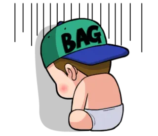 😞 BAG bebé, pañal, dibujos animados, gorra, pegatina telegram sticker