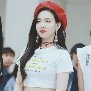 🗝 MILANO
BALENCIAGA
PARIS
LOS ANGELES woman, red beret, fashion, t-shirt, Balenciaga, Milano, Paris, Los Angeles telegram sticker