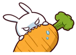 🤤 Hase, Häschen, Karotte, Gemüse, süß, wütend, hungrig, Cartoon telegram sticker