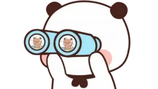 🫖 Panda, Teropong, Kawaii, Imut, Melihat, Kartun, Binatang telegram sticker