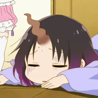 💈 Kanna Kamui Miss Kobayashi's Dragon Maid Anime, Dragón, Kanna, Cansado, Lindo, Chibi, Miss Kobayashi's Dragon Maid telegram sticker
