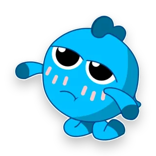 😞 만화, 스티커, 파란색, 캐릭터 telegram sticker