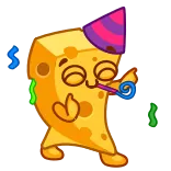 🥳 queso, fiesta, celebración, dibujo animado telegram sticker