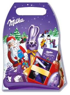 🎁 Santa Claus Milka chocolate, Milka, Santa Claus, bunny, christmas, winter, snow telegram sticker