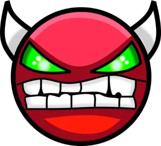 👹 geometry dash, iblis, marah, monster, wajah, merah, tanduk telegram sticker
