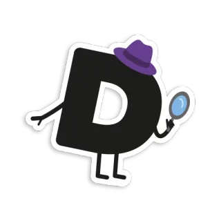 🕵 letter D, detective, hat, magnifying glass, character, alphabet telegram sticker