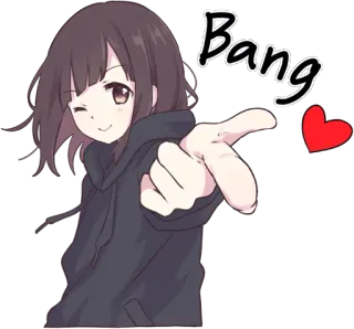 😉 Bang anime, girl, pointing, heart telegram sticker