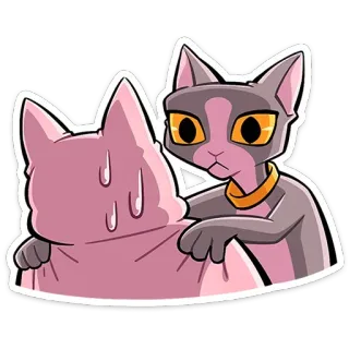 😐 แมว, สฟิงซ์, การ์ตูน, เหงื่อ, กังวล, ตกใจ telegram sticker