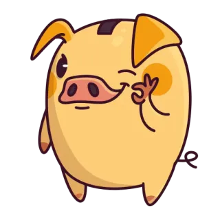 👌 porco, animal, desenho animado, fofo, amarelo, personagem whatsapp sticker