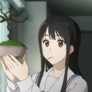 🍶 Anime, Mädchen, Bonsai, Schuluniform, Süß, Cartoon, Lutscher whatsapp sticker