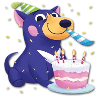 🎂 chó, sinh nhật, tiệc, bánh, lễ kỷ niệm, động vật, thú cưng telegram sticker