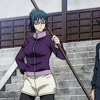 💫 Maki Zenin Jujutsu Kaisen anime, manga, jujutsu kaisen, maki zenin, weapon, staff telegram sticker