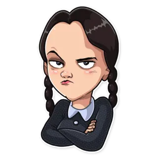 😒 Wednesday Addams The Addams Family Miércoles, Addams, Gótico, Familia, Dibujos animados telegram sticker