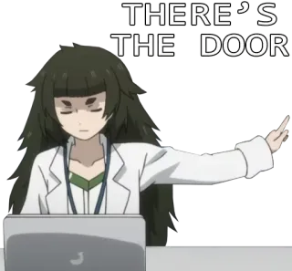 🖕 THERE'S THE DOOR Anime, Entlassung, Frau, Laborkittel telegram sticker