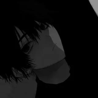 🎧 Ragazzo anime, Scuro, Monocromatico, Triste, Emo telegram sticker