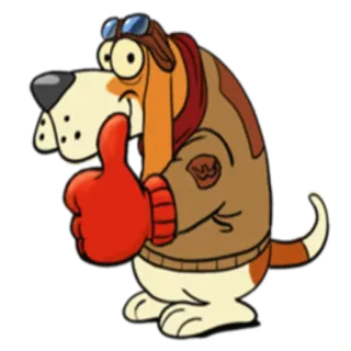 👍 chien, dessin animé, pilote, aviation, pouce levé, animal, approbation telegram sticker