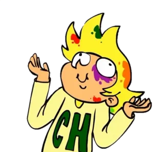 🤷‍♂ CH Мультфильм, Персонаж, Желтые волосы, Яркий whatsapp sticker