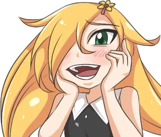 😍 Anime, Cartone animato, Ragazza, Felice, Carina, Capelli biondi whatsapp sticker