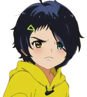 😠 อนิเมะ, ผู้หญิง, โกรธ, น่ารัก, สีเหลือง, การ์ตูน whatsapp sticker