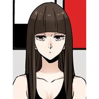 🖤 woman, long hair, brunette, portrait, character, cartoon, illustration whatsapp sticker