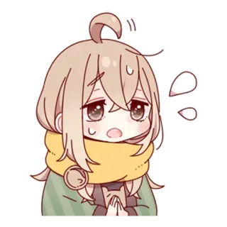 😨 อนิเมะ, ผู้หญิง, น่ารัก, คาวาอิ, อาย, เหงื่อ, การ์ตูน telegram sticker