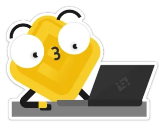 😳 3 emoji, cartoon, laptop, computer, digital telegram sticker