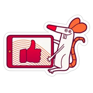 👍 mouse, tablet, thumbs up, like, cartoon, positive feedback, illustration whatsapp sticker