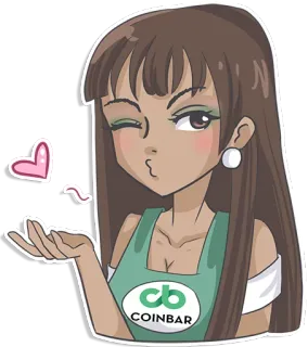 😘 COINBAR donna, occhiolino, Coinbar, cartone animato, amore, bacio telegram sticker