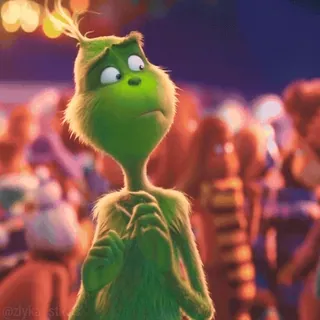 🥺 The Grinch @zlyka_stk กริ๊นช์, คริสต์มาส, การ์ตูน, รื่นเริง, วันหยุด, สีเขียว, น่ารัก, ตัวละคร whatsapp sticker