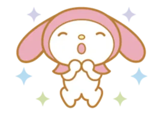 😁 My Melody kawaii, sanrio, kelinci, imut, berkilau, bahagia telegram sticker