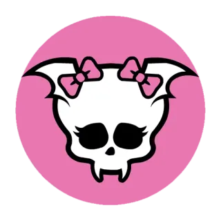 💀 Monster High 骸骨, モンスター, リボン, 漫画, ロゴ telegram sticker