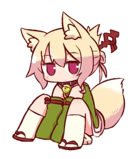 ❤️ Аниме, девушка-лиса, кемономими, милый, чиби telegram sticker