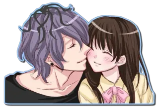 😘 Anime, Casal, Beijo, Romance, Amor telegram sticker